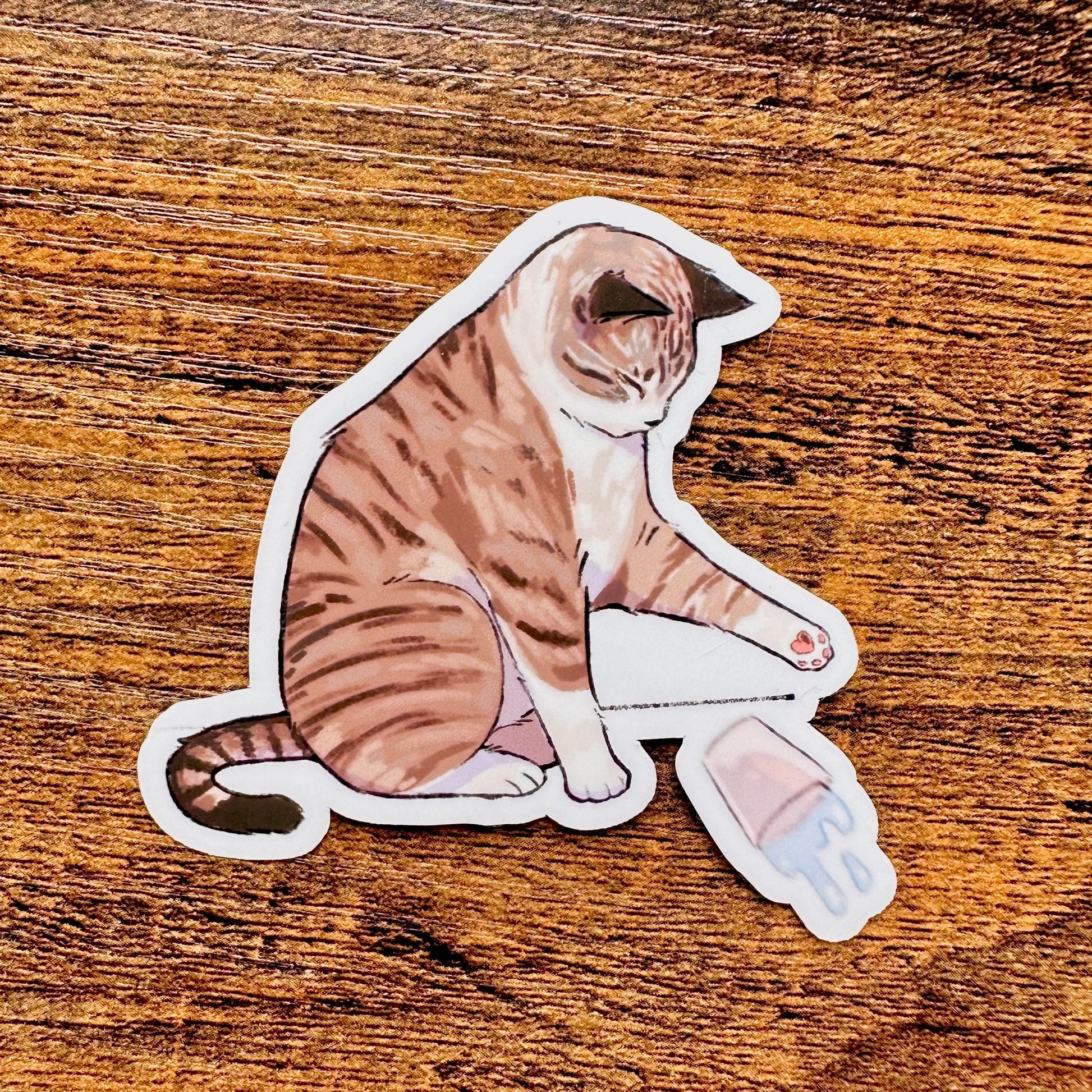 Cat Knocking Down Cup Sticker