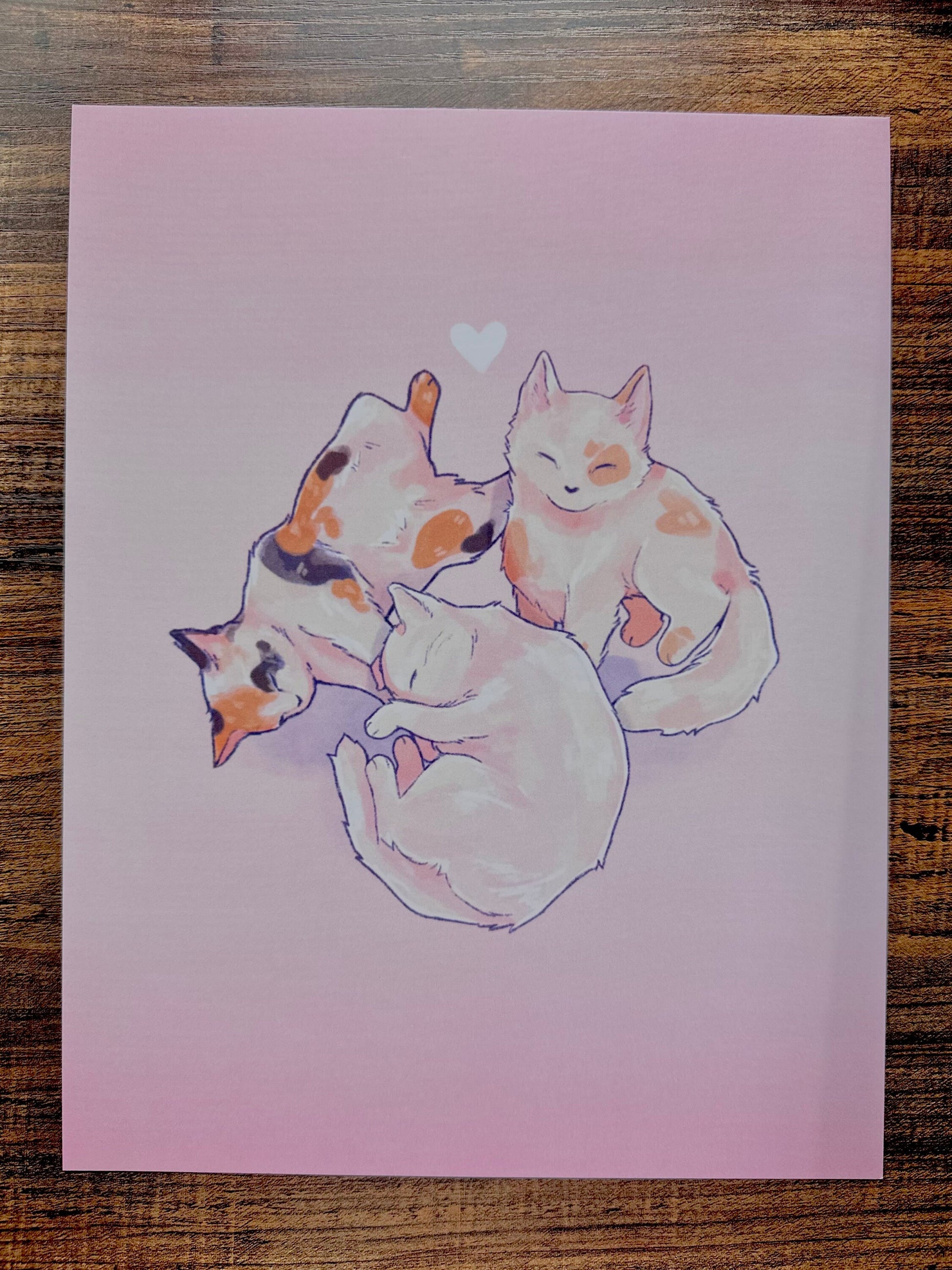 Soft Pastel Cat Kitten Art Print (Small/Medium)